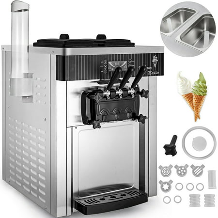BestEquip 2200W Commercial Soft Ice Cream Machine 3 Flavors 5.3-7.4Gallons/H Auto Clean LED Panel Perfect for Restaurants Snack Bar (Best Soft Ice Cream Machine)