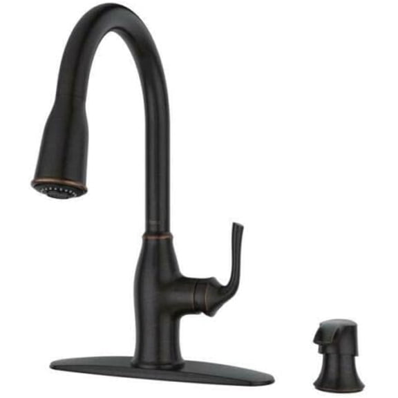 Rosslyn Single-Handle Pull-Down Sprayer Kitchen Faucet in Tuscan Bronze