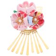 thumbnail image 4 of Miangastore Pinces à Cheveux Style Japonais Fait Main Barrette en Forme de Fleur Accessoires Kimono Rose, 4 of 8