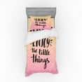 thumbnail image 1 of Ambesonne Saying Bedding Set 3 Pcs, Ombre Dots and Slogan, Twin XL, Peach Pink and Black, 1 of 3