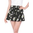 thumbnail image 3 of Pantalones cortos de verano de playa con cintura alta con lazo elástico estampado para mujer Negro S, 3 of 6