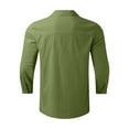 thumbnail image 4 of Blczomt Button Up Shirts Men Collar Summer Button Down Shirts 3/4 Sleeve Plain Casual Green Men's Fashion, 4 of 5