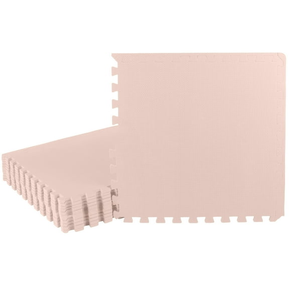 Stalwart 48sqft Foam Floor Tiles - Soft Nontoxic Baby Play Mat, Pink