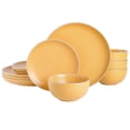 thumbnail image 1 of Gibson Home Round Stoneware Rockaway Dinnerware Set, Service for 4 (12pcs), Yellow, 1 of 10