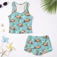 thumbnail image 6 of Psesaysky Cute Otter Floral Girls Tankini Swimsuit 2 Piece Bathing Suits for Girls Round Neck Swim Tank Top and Drawstring Bottoms for 6-15Y, 6 of 7