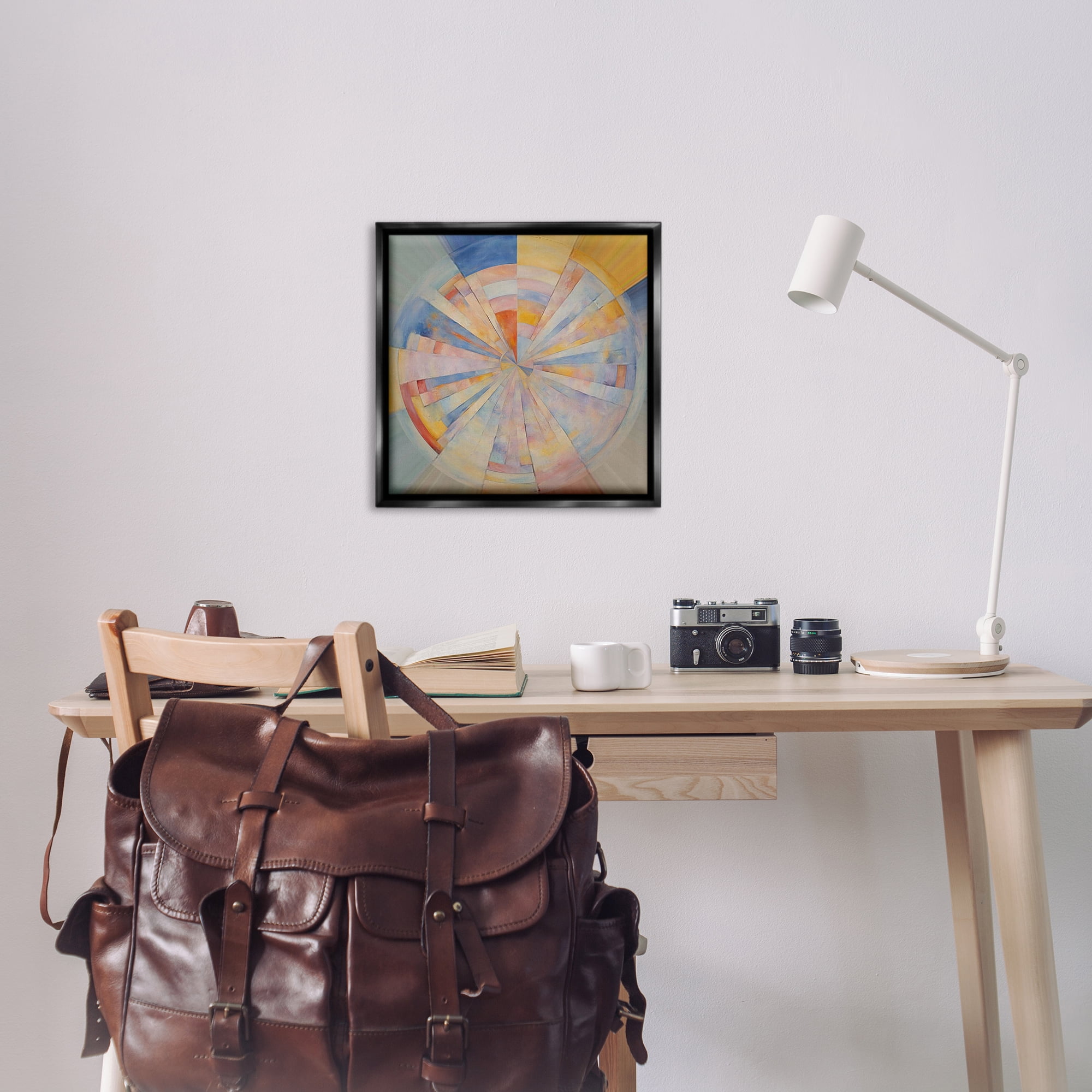 Stupell Industries Circle In Abstraction Abstract Painting Black Floater Framed Canvas Art Print Wall Art, 25 x 25