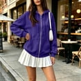 thumbnail image 7 of Stralyhd Full Zip Up Hoodies for Women 2026 Fall Winter Oversized Jacket with Pockets Long Sleeve Drawstring Outfits Comfort Hooded Sweatshirt Dark Purple 3XL, 7 of 7