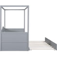thumbnail image 6 of Canopy Bed, Twin Size Canopy Day Bed with Twin Size Trundle, Four-Poster Wood Platform Bed Frame with Strong Slat Support, Practical for Home, Trundle with Wheels, No Box Spring Needed, 6 of 9