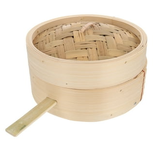 Gerich Steamer Basket Bamboo with Stainless Steel Ring Set Food Steamer,  Soul Kitchen Bamboo Steamer Basket for Bao Buns 