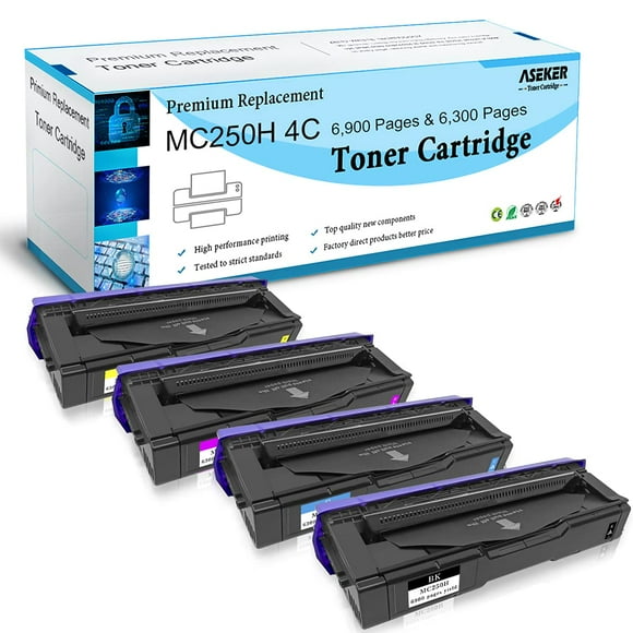 Aseker compatible Toner cartridge for Ricoh M c250FWB P c301W Printer High capacity 6900 & 6300 Pages 408336 408337 408338 408339(BKcYM, 4-Pack)