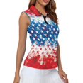 thumbnail image 4 of HUIACONG Patriotic Star Pattern Breathable Women's Golf Sleeveless Shirt, Anti Fade Half Zip Collared Sleeveless Shirts for Tennis Sports Running, 4 of 7