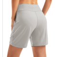 thumbnail image 2 of SWSMCLT Women's High Waisted Shorts Spandex Thin Elastic Waist Yoga Shorts Running Soft Biking Light Grey 10-12, 2 of 5