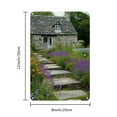 thumbnail image 2 of [Vintage Appeal] Charming Vintage Lavender Cottage Tin Sign - 8"x12" Iron Wall Decor, Rustic Flower Bed Display with Thatched Roof & Lush Garden Scene for Home & Kitchen, 2 of 8