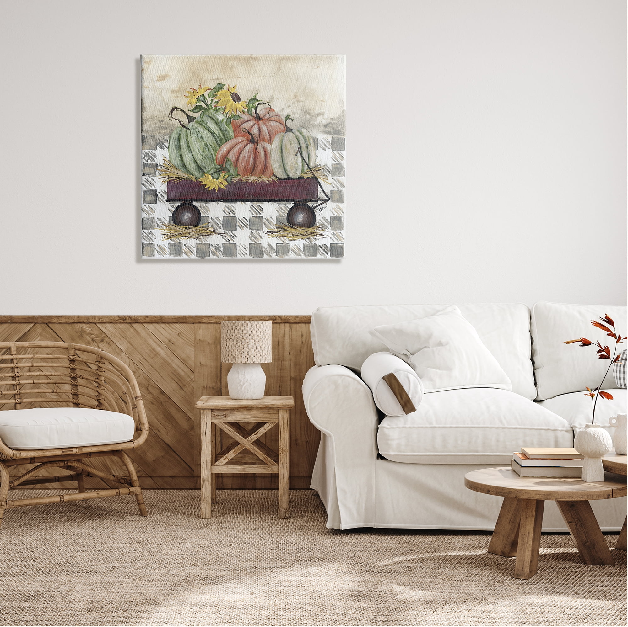 Stupell Industries Pumpkin Harvest Wagon Botanical & Floral Painting Gallery Wrapped Canvas Print Wall Art, 30 x 30