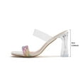 thumbnail image 5 of Wowcloth Women's French Style Square Toe High Heel Sandals with Transparent Crystal Straps – Comfortable Plus Size Solid Color Design with Thick Square Heel for Casual Fashion Wear, 5 of 9