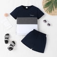 thumbnail image 2 of WUANDIXFA Toddler Kid Boy Clothes Colorblock Letter Graphic Tee Shorts 2PC Summer Outfit Set (Blue, 18-24 Months), 2 of 7