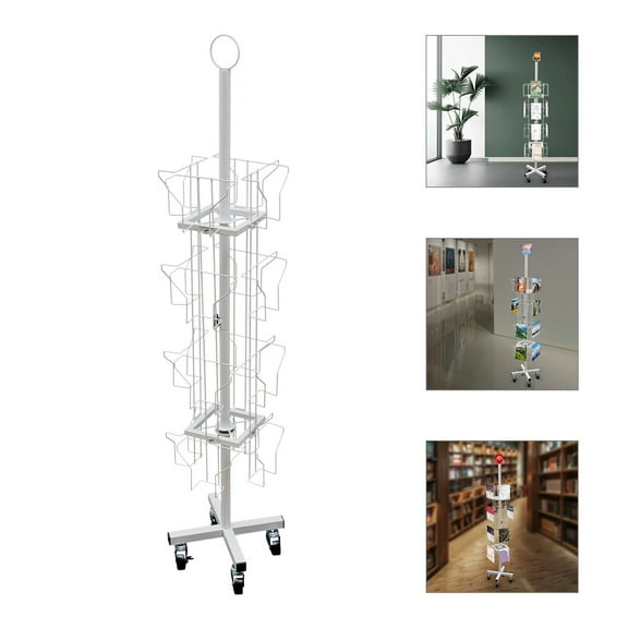 Miumaeov 4 Tier 16 Pocket 360° Rotating Greeting Card Rack Post Card Rack Retail Display