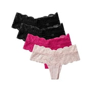 BeautyIn Womens Lace Thongs Underwear Sexy Panties Pack of 4