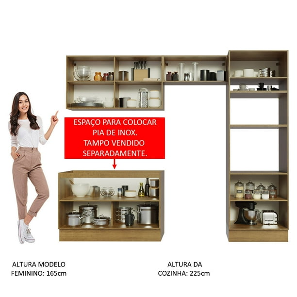 Cocina Integral Completa Modular Madesa Lux 270cm MN 01 Bodega