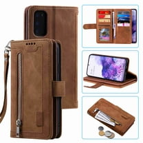 Dteck Case For Samsung S20 5G (6.2 inch) PU Leather 9 Card Holder Flip Magnetic Wallet Purse Case with Zipper Coin Cash Pocket Fold Stand Cover, brown