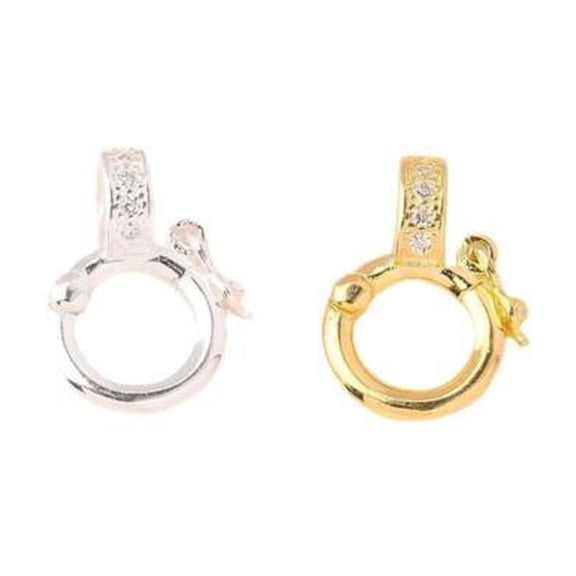 QQTDFG Sterling Silver CZ Changleable Bail Pendant Holder Clasp Lock Connector A5252-Gold-1 piece