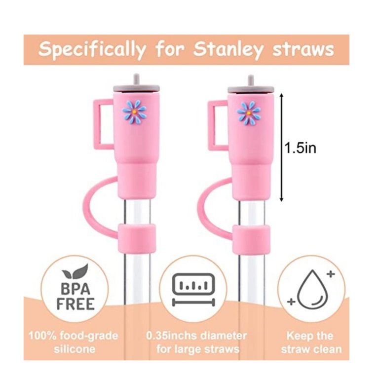 Silicone Straw Covers Cap Compatible with Stanley 20 30&40 Oz  Cup, 10mm Straw Toppers for Stanley 40 Oz Tumbler with Handle, Dust-Proof  Straw Caps for Stanley Water Bottle – 4PCS