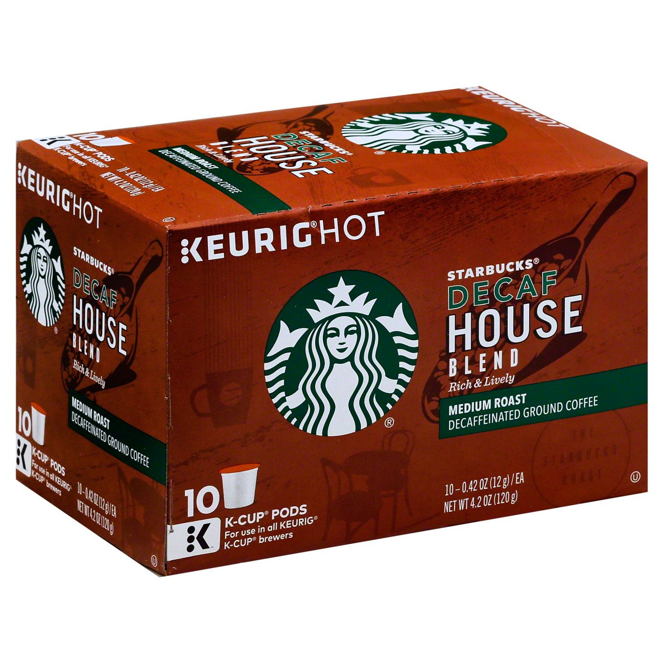 Starbucks Ground Coffee Decaf Medium Roast House Blend 10 KCups