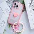 thumbnail image 3 of Pink Heart Phone Case Compatible with iPhone 12 pro, Cute 3D Love Heart Phone Case, Curly Wave Shape Clear Heart Phone Cover with Round Bracelet for Women Girls, 3 of 12