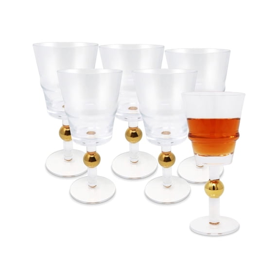 Set of 6 Ball on Stem Wine Glasses