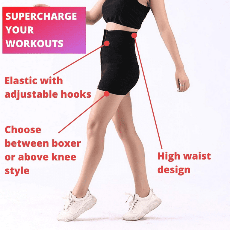 Sauna Sweat Shapewear High Waisted Shorts Above Knee Pants Mid Thigh  Workout Suit Waist Trainer Weight Loss Lower Body Shaper Sweatsuit Exercise  Fitness Gym, Inner Vinyl for Women 