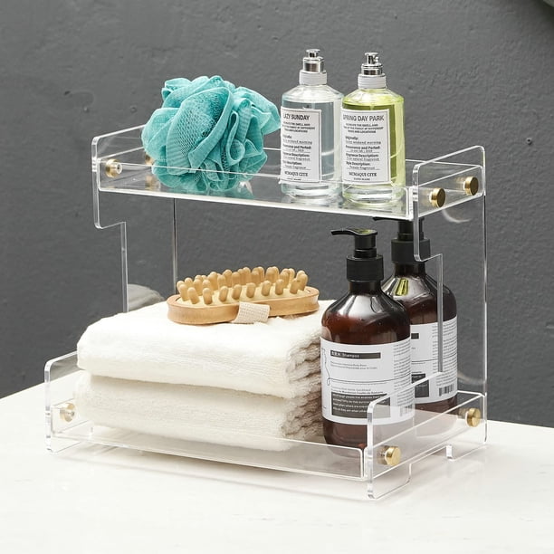 Organizador de encimera de baño Hiendure de plástico acrílico de 2 niveles