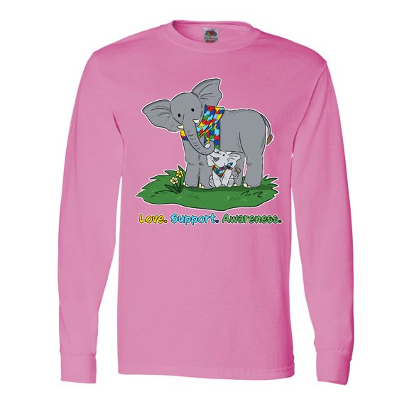 Inktastic Autism Love, Support, Awareness Elephants Long Sleeve T-Shirt