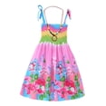 thumbnail image 1 of Girls Bohemian Dresses Rainbow Sleeveless Floral Beach Sundress Dresses with Necklace 2-10T, 1 of 7