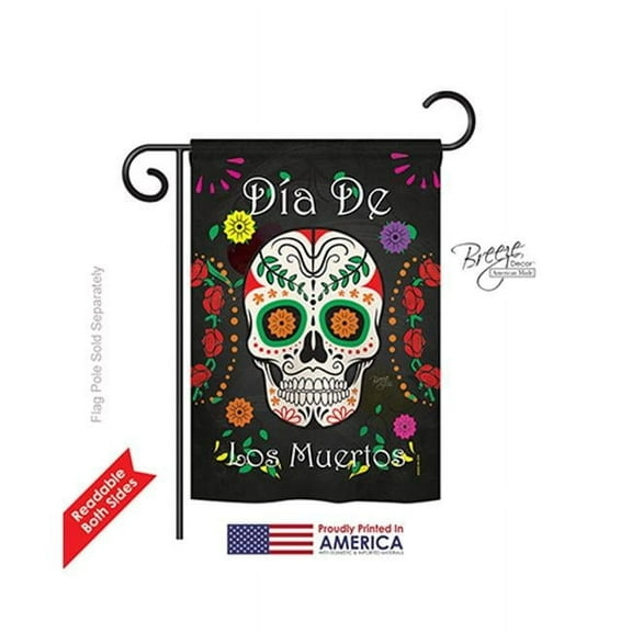 Breeze Decor 62009 Halloween Dia de los Muertos 2-Sided Impression Garden Flag - 13 x 18.5 in.