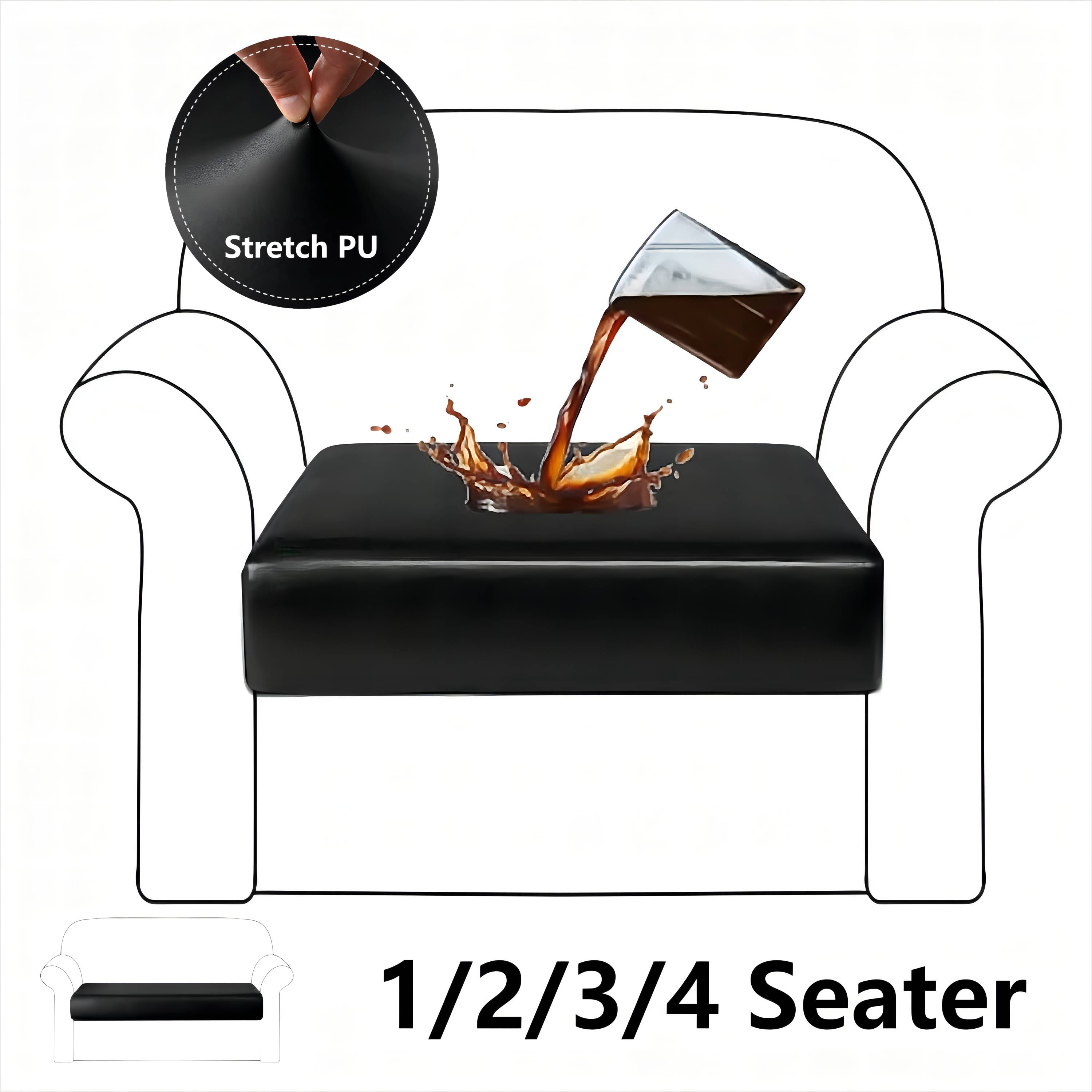 PU Leather Couch Cushion Cover Sofa Cushion Slipcover, 1/2/3/4 Seater