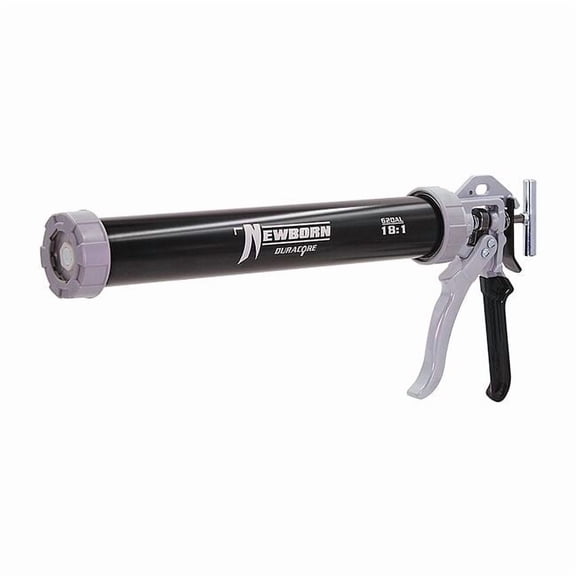 Caulk Gun, 24 oz Container Size, Aluminum, 18:01, Full Barrel Frame, Black