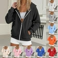 thumbnail image 5 of TrendOFT Full Zip up Hoodies For Women Oversized Sweatshirt Fleece Jackets Fall Winter Coats 2025 Fashion Pink XL, 5 of 5