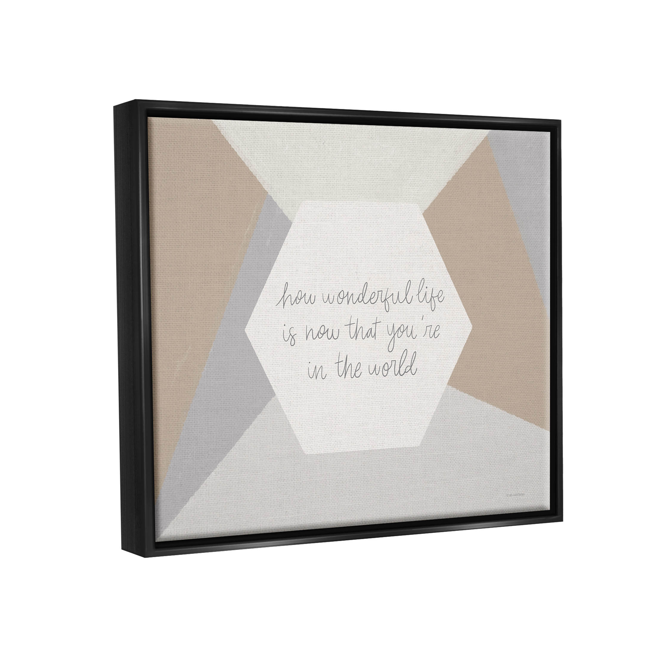 Stupell Industries How Wonderful Life Is Nursery Graphic Art Jet Black Floating Framed Canvas Print Wall Art, Design by Lady Louise Designs