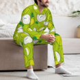 thumbnail image 7 of Yiaed Green Apple Print Men’s Pajamas Set - Long Sleeve Button Down Sleep Shirt and Pajama Bottoms Sleepwear Set Mens Pjs Sets Men's Pajama Bottoms-XX-Large, 7 of 7