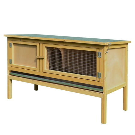 UPC: 0842525131247 | PawHut Wooden Rabbit Hutch Bunny Cage with Openable Waterproof Roof No Leak Tray Sturdy Fir Wood Build for Indoor/Outdoor
