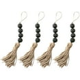 thumbnail image 1 of 4 Pcs en Bois Perle Décor Porte Poignée Perles Maison Suspendu Décor avec Pompon, 1 of 9