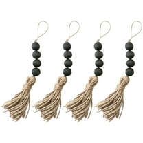 MRLESS Rustic Farmhouse Style Bead Garland Decor with Natural Jute Tassels for Home and Party