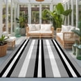 thumbnail image 2 of Large Area Rugs 6'x9', Black Gray Striped Carpet Runner Indoor Outdoor Rugs Home Decor Aesthetic, Contemporary Minimalist Lines Art Non Slip Mats Washable Accent Rug for Living Room Bedroom, 2 of 8