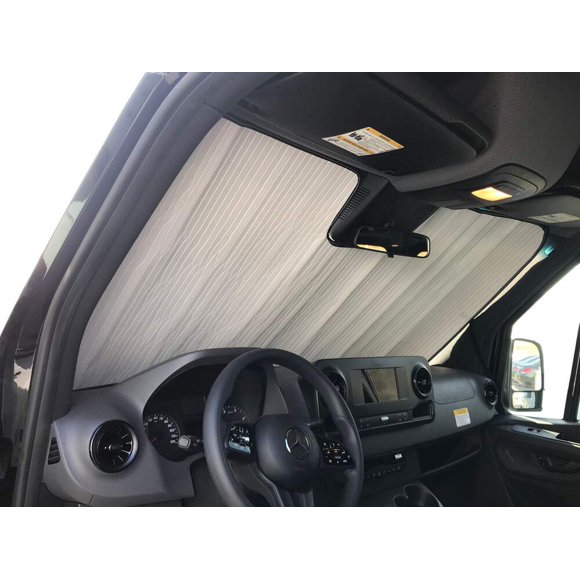 HeatShield, The Original Windshield Sun Shade, Custom-Fit for Mercedes-Benz Sprinter Van (Cargo) w/Lane Keeping Assist 2019, 2020, 2021, 2022, 2023 Silver Series