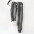 thumbnail image 2 of Women's Winter Warm Fuzzy Sweatpant Elastic High Waist Sherpa Lined Jogger Fleece Pants Drawstring Trendy Printed Pants, 2 of 6