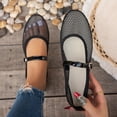 Alkepwun Walking Shoes Women Breathable Mesh Solid-Color Round-Toe Flat ...