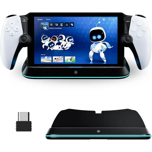 Support de Chargement pour Lecteur à Distance PS Portal, Station de Charge pour PlayStation Portal, Station PS Portal avec 7 Modes d'Éclairage RVB et Câble USB‐C