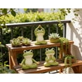 thumbnail image 2 of Zen Frog Figurine Yoga Meditation Room Calming Decoration, Cute 4 inch Upward Salute Green Frog Knick Knack Bathroom Shelf Decoration, 2 of 4