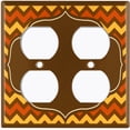 thumbnail image 3 of Metal Light Switch Plate Outlet Cover Brown Orange Chevron Frame Wallpaper WAL041, 3 of 13