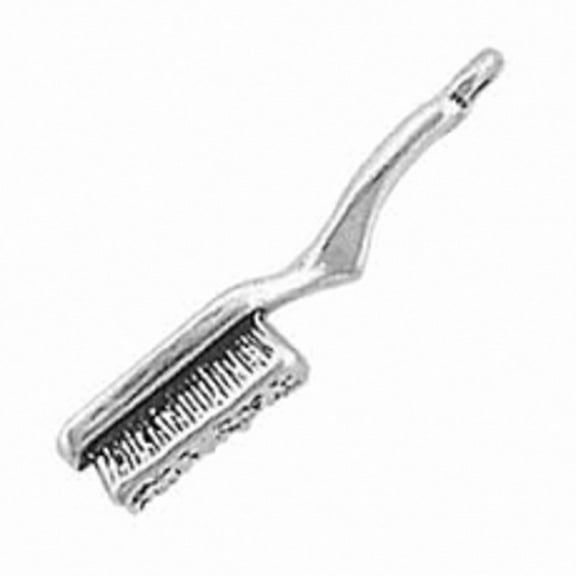 Sterling Silver 16" .8mm Box Chain 3D Ladies Hair Brush Pendant Necklace